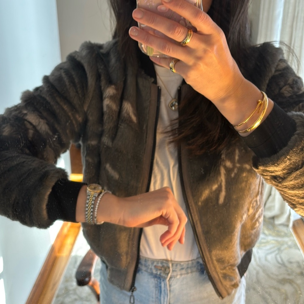 Elie Tahari Faux Fur bomber